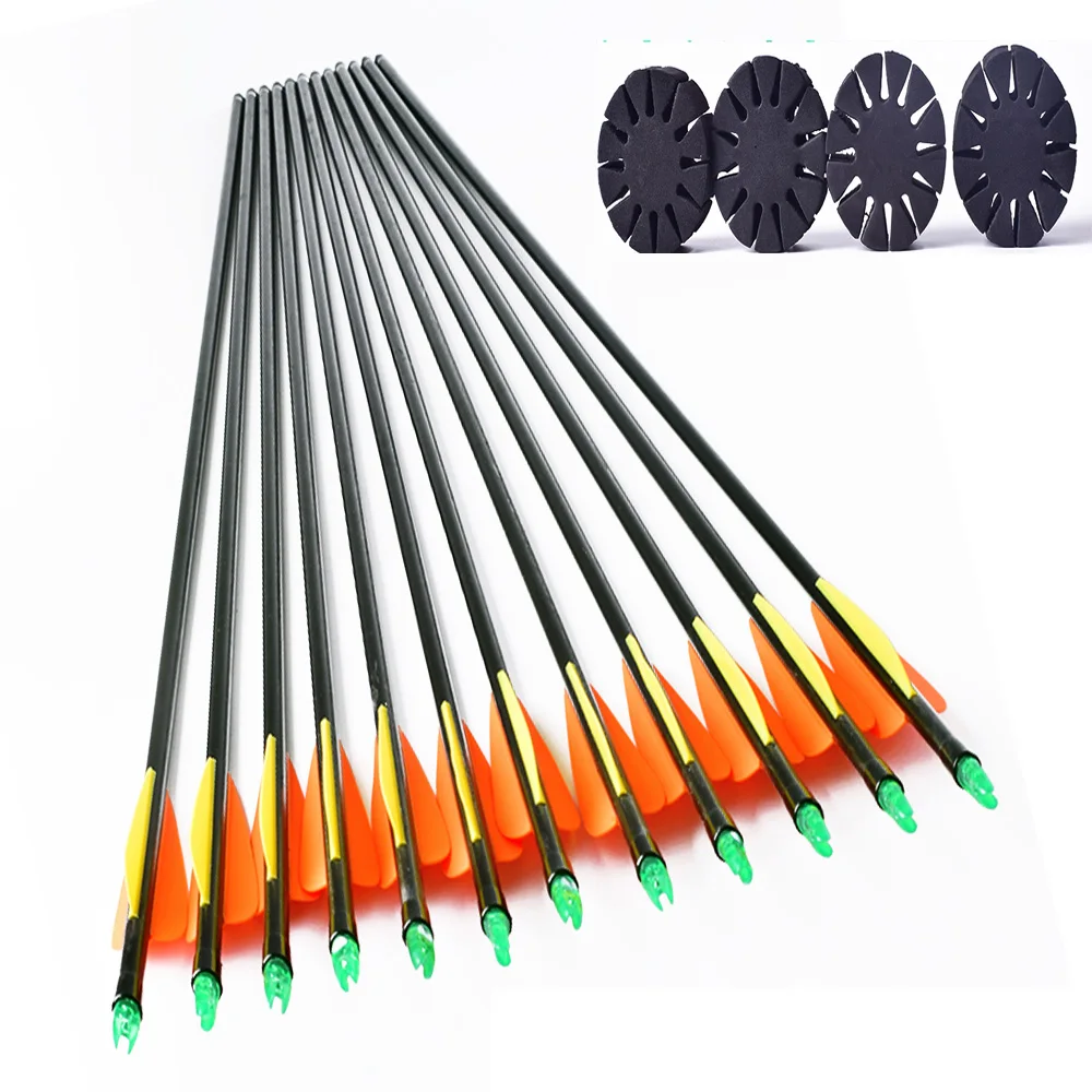 12PCS 30inch Fiberglass Arrow Target Practice Archery +4pcs EVA Foam