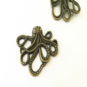 

35mmx42mm Antique BRONZE octopus Charms necklace pendant mini pendant connector Charms accessories 5pcs/lot
