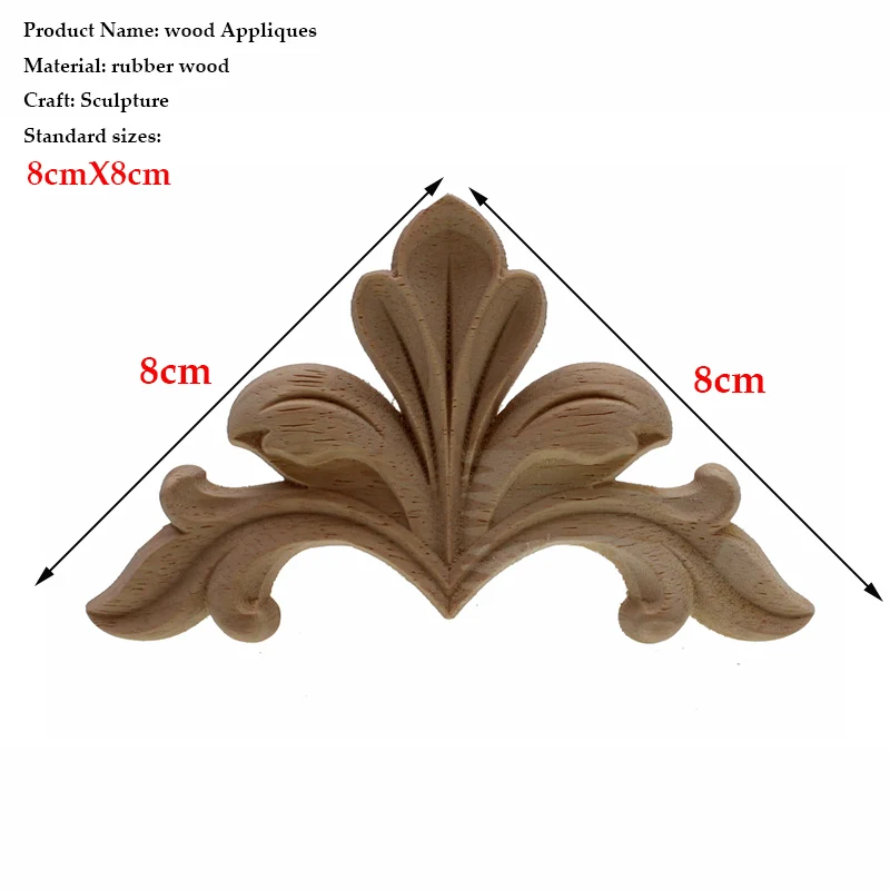 Runbazef Европейский твердой древесины украшения Аппликации резные угловой цветок дверь мебель аксессуары наклейки Деревянный домашний декор - Цвет: 8cmX8cm