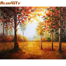RUOPOTY إطار خريف منظر طبيعي دهان داي بواسطة أرقام هاندبينتيد جدار صورة فنية هدية فريدة ديكور المنزل للأعمال الفنية 40x50cm