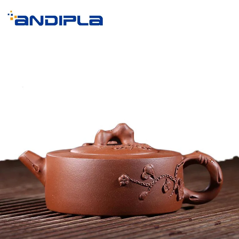 220ml Authentic Yixing Purple Clay Teapot Famous Handmade Raw Ore Qing Shui Mud Zisha Pot Emboss Flower Pattern Black Tea Kettle | Дом и сад