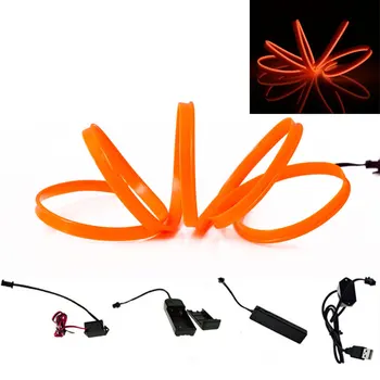 

1M 2M 3M 4M 5M Car decorative lights Orange Neon Light EL Wire Rope Car Decoration Strip with USB/DC3V dc12v Sound Controller