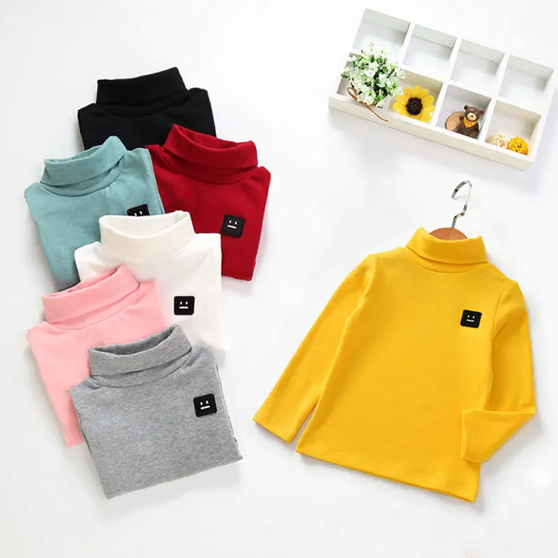 

Children T-shirts Boys girls Tops Cotton Solid Pattern T-shirt Tops Blouse Long Sleeve Clothes Tee