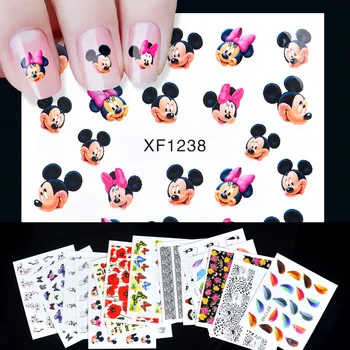 WUF 16 Designs Nail Sticker Leopard Cat Flowers Patterns Decals Water Transfer Image Tattoos Nail Art Decorations Sticker Set