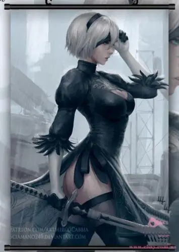 

Anime Poster Game NieR Automata 2B Wall Scroll Printed Painting Home Decor Japanese Cartoon Decoration Poster