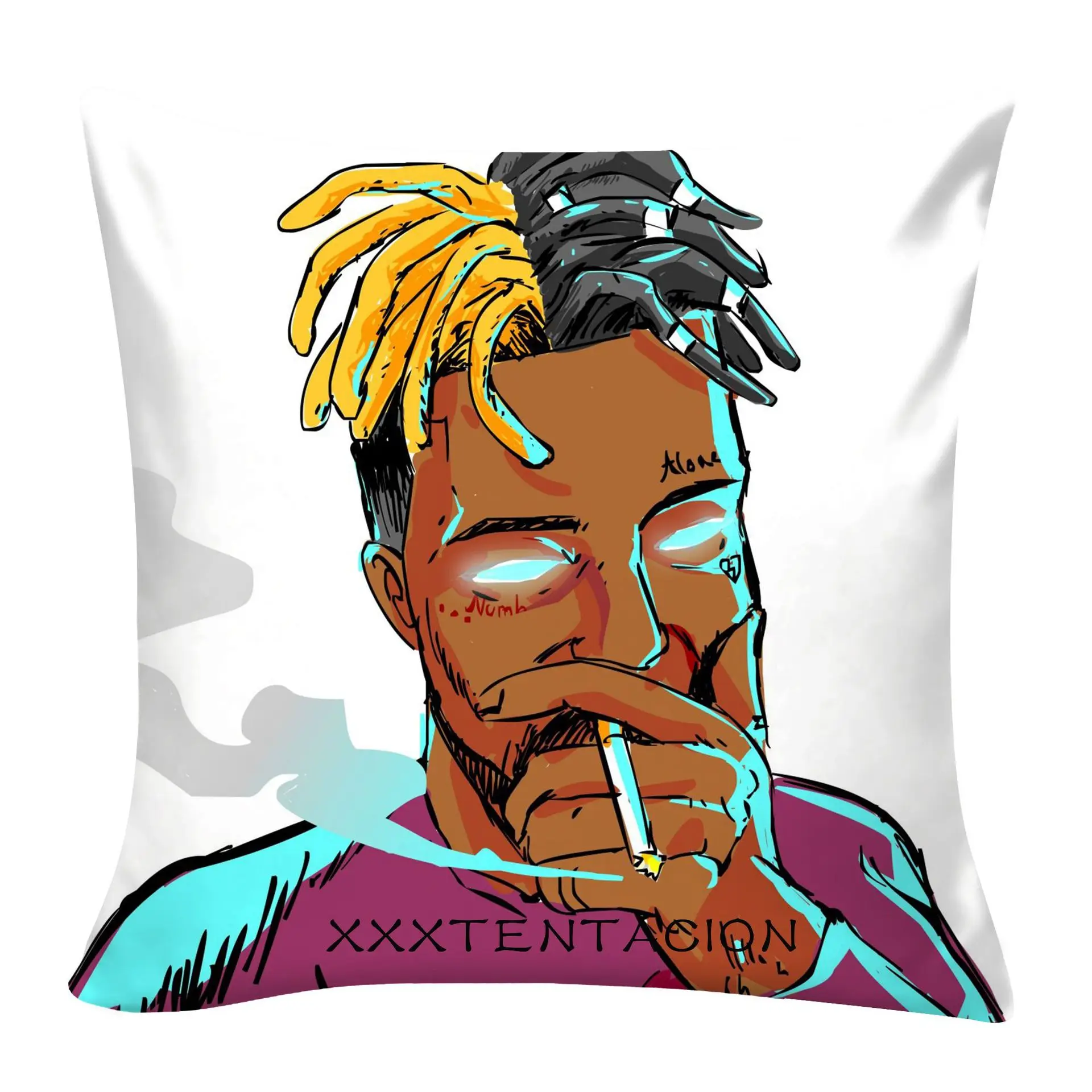 Xxxtentacion Hiphop Rapper Artwork Soft Sofa Cotton Linen Cushion Covers Sleeping Pillow Case