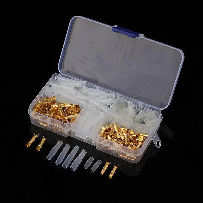 Brass 3.5mm Bullet Connector Terminal Male & Female with Insulation Cover Wire Terminals 120-Pack 