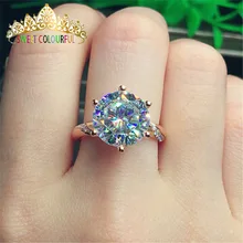 3 карата свадебное Moissanite кольцо с настоящим бриллиантом 18K 750 Белое золото D Цвет VVS MO-005