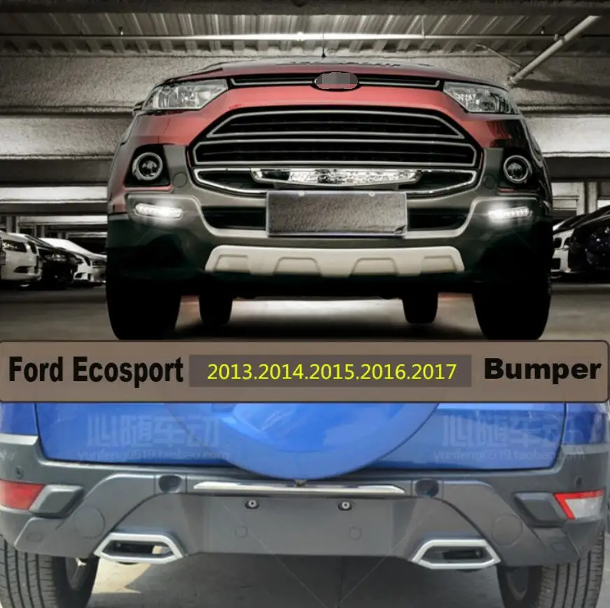 

Auto BUMPER GUARD For Ford Ecosport 2013.2014.2015.2016.2017 BUMPER Plate High Quality ABS LED Light Front+Rear Car Accessories