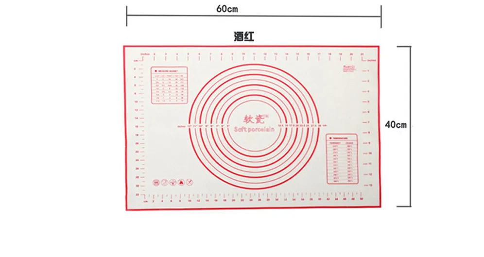 Ex-Большой силиконовый коврик для выпечки для духовки весы раскатки теста коврик для выпечки прокатки помадка, кондитерские изделия коврик с антипригарным покрытием жаропрочная посуда, Кулинария Инструменты - Цвет: red l