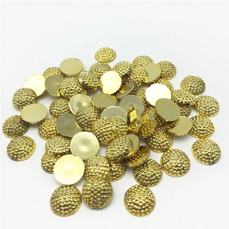 

100pcs 12mm Shiny Metallic Gold Round Spotted Dots Flatbacks Cabochons DIY Crafts Embellishment For Scrapbooking Cardmaking
