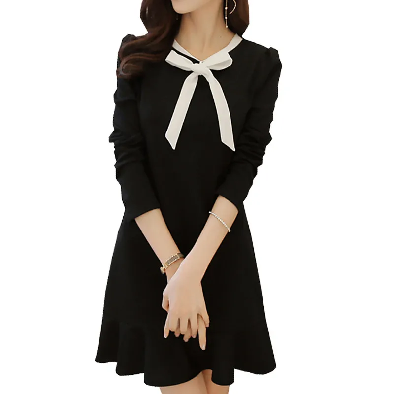 New Fashion 2016 Spring 13 17 Years Teen Girls Black Dress with White ...