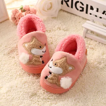

Children'S Cotton Home Slippers Shoes Kids Baby Autumn/ Winter Cartoon Fox Soft Bottom Shoes Boys Baby Warm Indoor Slippers
