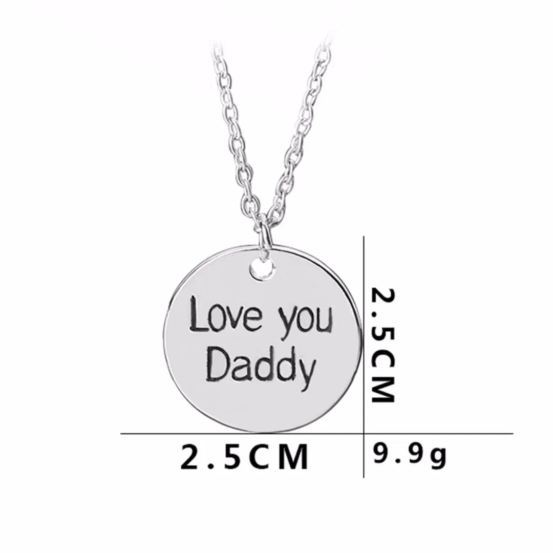 Father Daughter Necklace Vintage Family Jewelry Birthday New Year Gift Choker Necklaces Round Love Daddy Colar Pendant