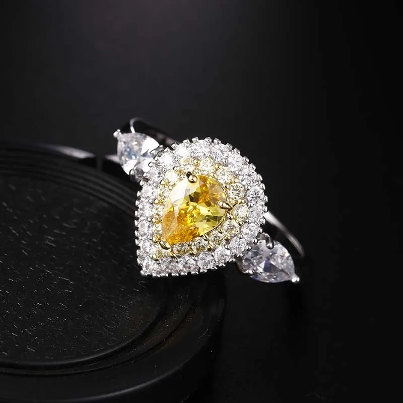 Богемные Bague Femme Кольца Крылья Ангела для женщин сердце Anillos Mujer розовый желтый кубический циркон обручальные кольца украшения для девочек подарок