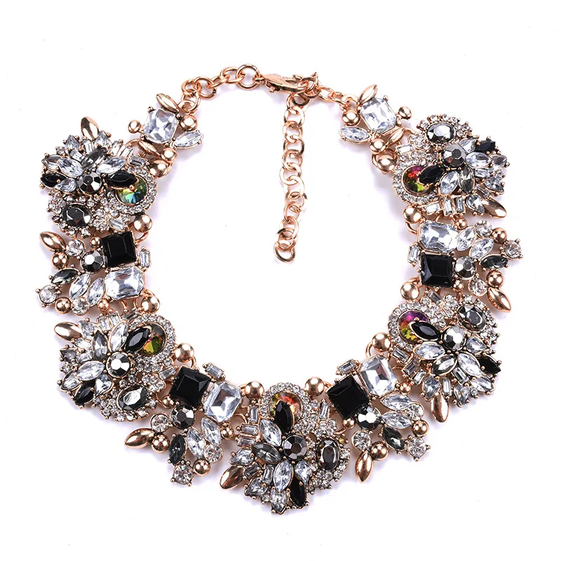 Высококлассные 10 цветов женские большие брендовые l ожерелье с камнем и кулоны винтажные Роскошные Макси массивное ожерелье из сплавов колье