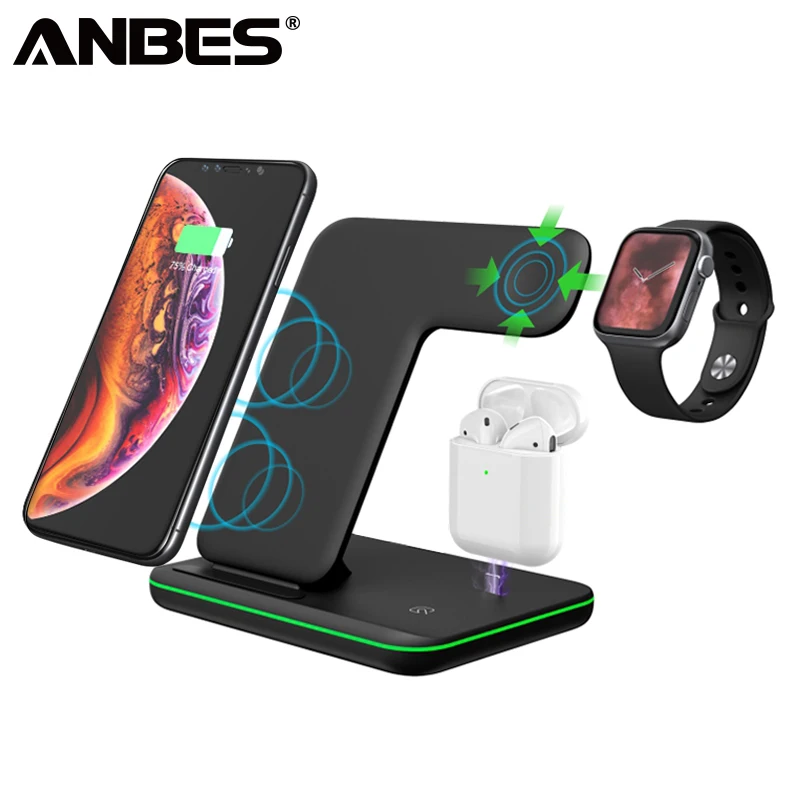 

Wireless Charger 3 in 1 Wireless Charging Stand for Apple Watch Charging Station for Airpods Wireless Charger Dock for iphone X