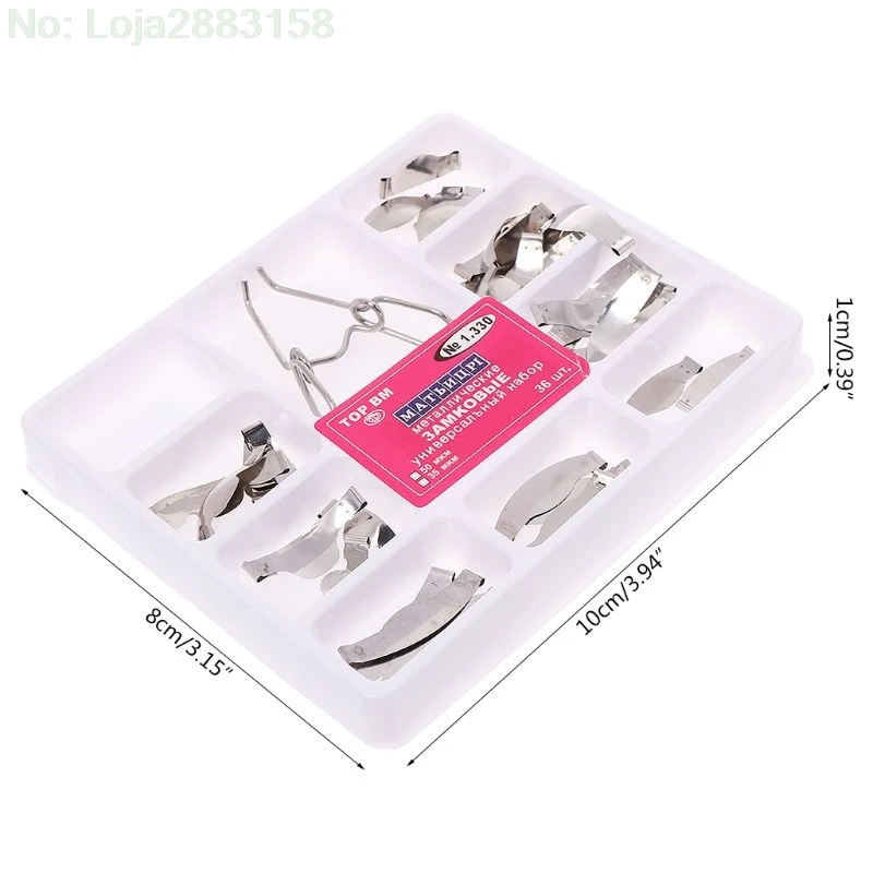 36 pcs Dental Saddle Contoured Metal Matrices Matrix Universal Kit with Spring Clip 4