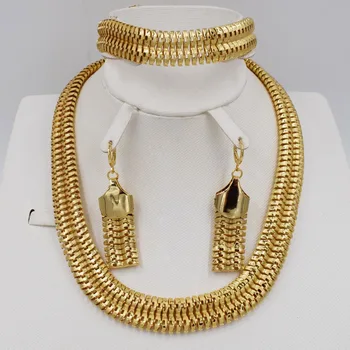 

Fashion dubai gold jewelry setWedding Jewelry Set statement Necklace Bracelet for women Earrings free shipping ethiopian jewelry