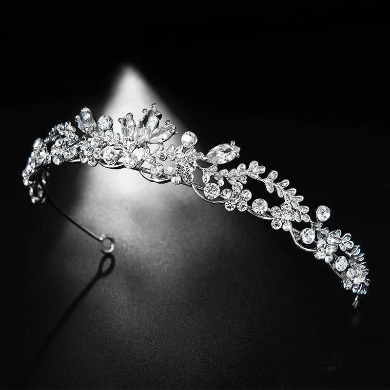 SLBRIDAL Серебряные стразы кристалл кубического циркония свадебная диадема свадебные аксессуары для волос подружки невесты принцесса женские ювелирные изделия