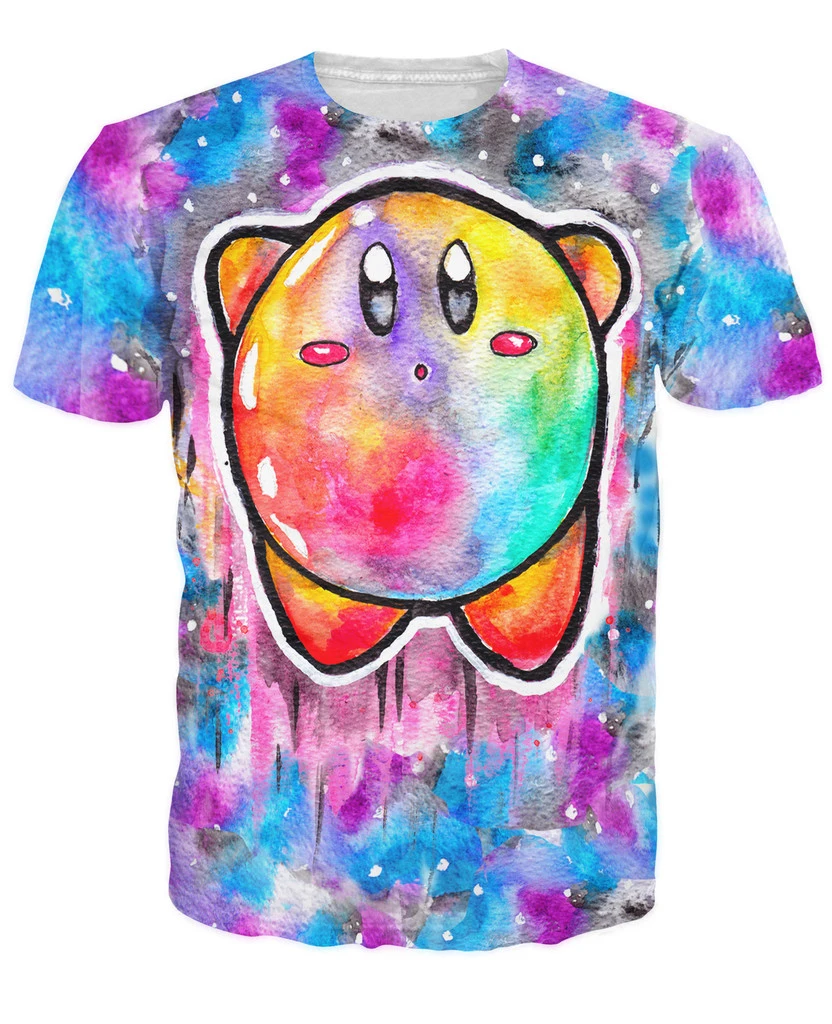 

Character Galaxy Kirby T-Shirt Unisex Women Men Fashion Clothing Cartoon Beautiful Colorful 3D T Shirt Summer Tops Tees R2913