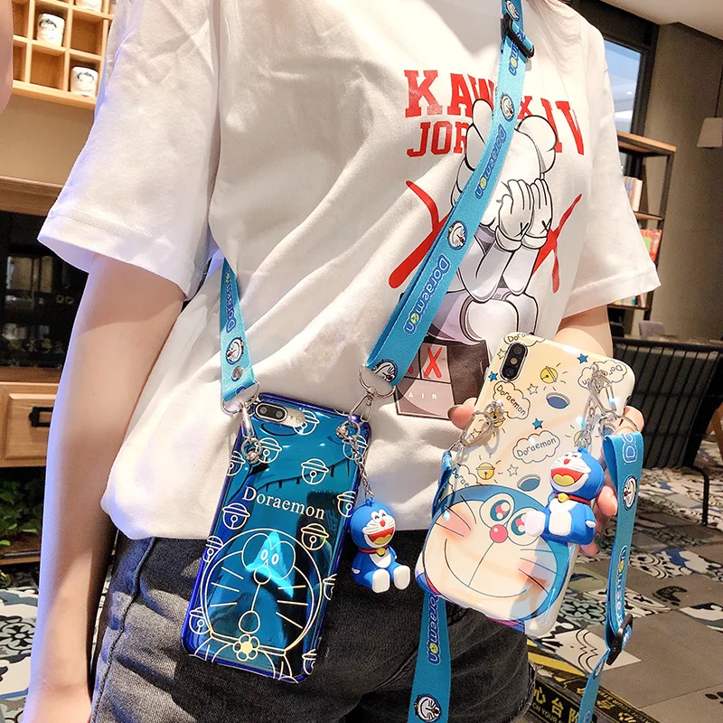 

Sam S10 plus Cute Case, Doraemon Soft back phone Cover for Samsung Galaxy S8 S8plus S9 plus Note9 note8 +toy + long Strap