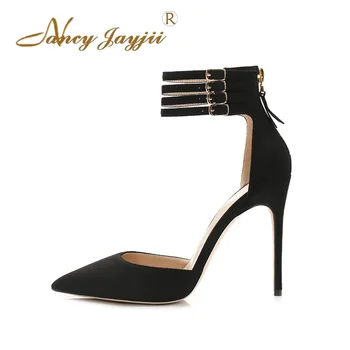 

Nancyjayjii New Woman Shoes 2017 Handmade Pointed Toe High Cover Heels Zipper Gladiator Sandals Women Big Size Summer Shoes 4-16