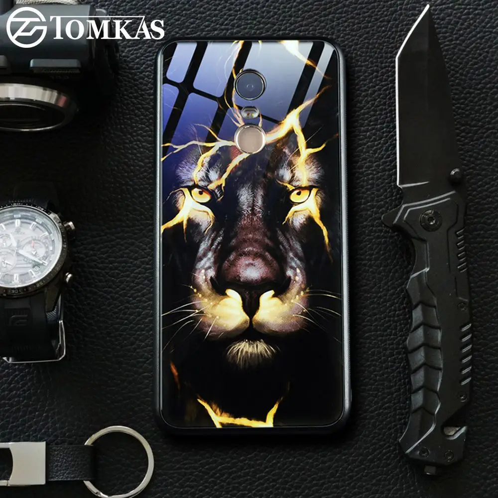 TOMKAS Tempered Glass Cases For Xiaomi Redmi 5 Plus Case Mi A1 8 Glossy Animal Silicone Cover Case For Xiaomi Redmi 4X Note 5 4X
