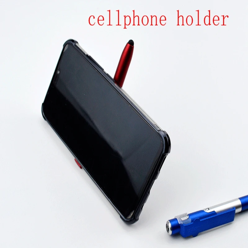 Top 500pcs/lot 4 in 1 Multi-function Led flashlight Torch ballpoint pen cellphone holder Touch ballpen capacitive stylus 3