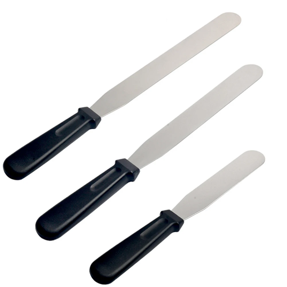 3 Pcs Lurus Icing Spatula Praktis Dekorasi Kue Spatula Stainless Steel