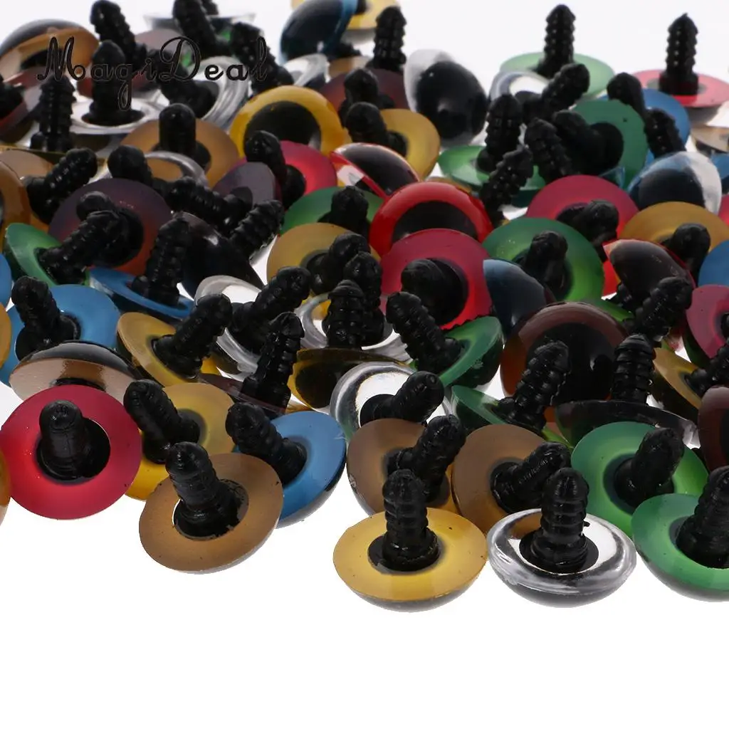 MagiDeal 100Pcs/Pack Mixed Color Plastic Safety Eyes with Washers for Dolls Animal Bear Making DIY Craft Handmade Toy 7Kinds