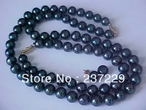 

Wholesale price FREE SHIPPING ^^^^ SET OF 9-10MM AAA GENUINE BLACK PEARL NECKLACE, BRACELET & EARRINGS SOLID