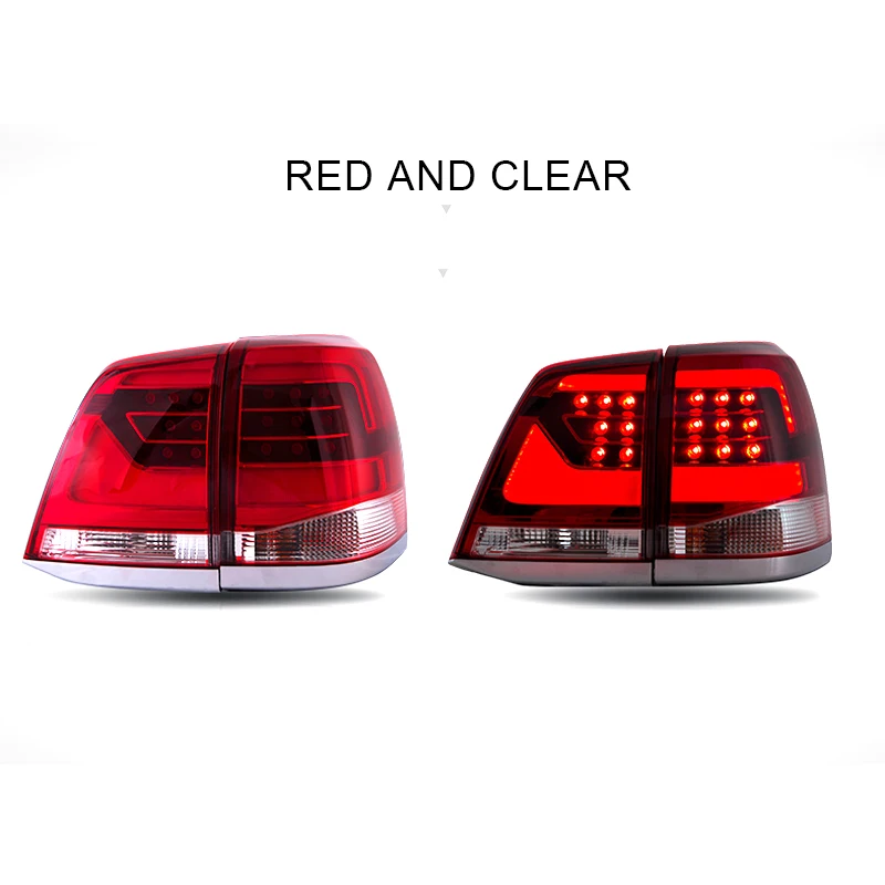 redclear Светодиодный задний блок освещения для Toyota Land Cruiser 2008- 3 вида цветов левый и правый светодиодный фонарь лампа фонарь заднего хода Поворотная сигнальная лампа - Цвет: redclear