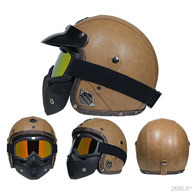 WOSAWE moto rcycle шлем из искусственной кожи 3/4 Чоппер moto Racing moto защита головы крест снаряжение непромокаемая лицевая маска