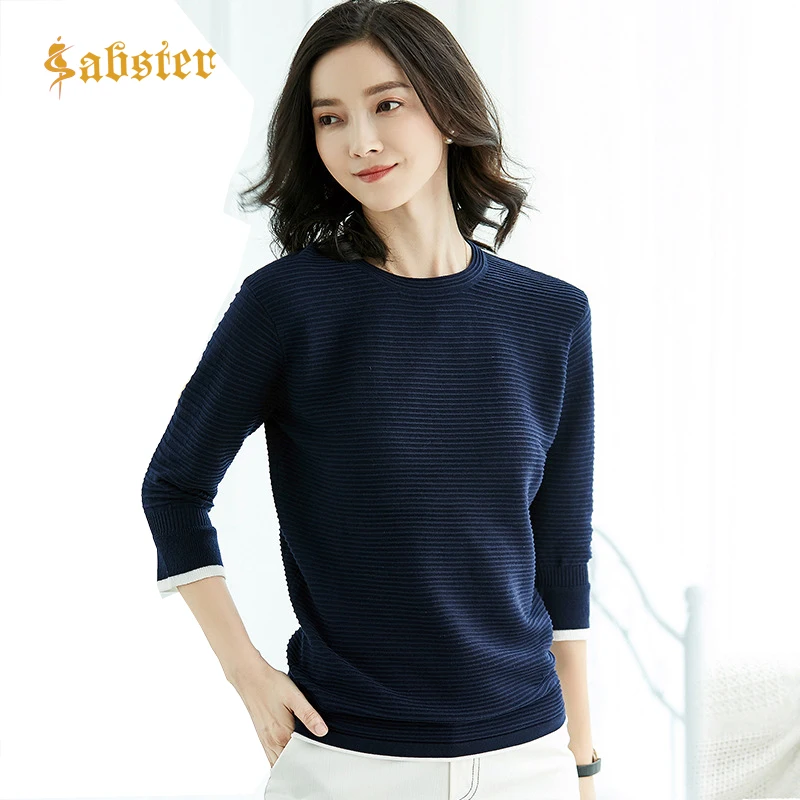 

Dark Blue Knitted Pullover Sweater Women Jumper Casual O-neck Sweater Pullover Female Autumn 2018 Korean Slim Women Tops kz150