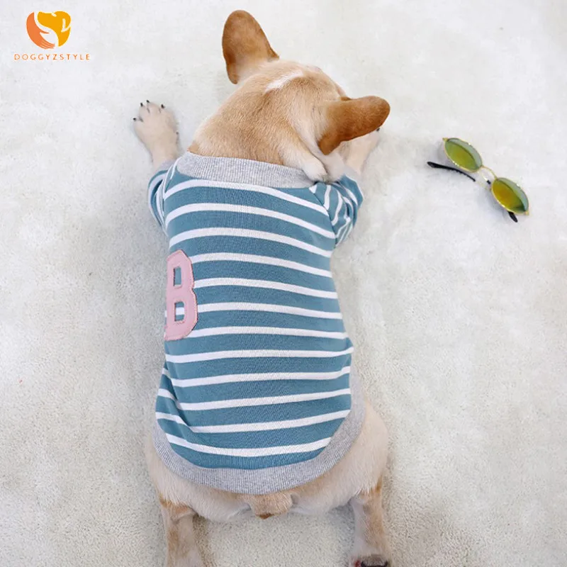 

DOGGYZSTYLE Summer Striped Pet Dog Clothes Dog Shirt Hoodies Puppy T Shirt Polo Vest For Small Large Dogs French Bulldog Corgi