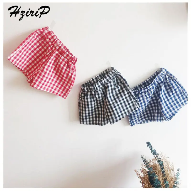 HziriP Лето Свежий Повседневное плед Горячая простой хлопок унисекс детей новые модные эластичные Высокая Талия для девочек свободные шорты 3 цвета