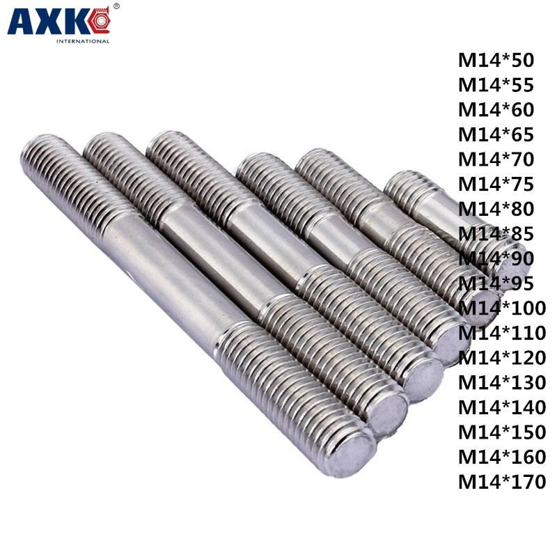 

AXK 1pcs 304 stainless steel double studs\equal studs\studs\screw bars GB901 M14*50-170mm