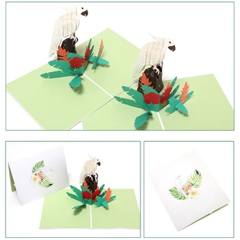 

3D Creative Parrot Pop Up Cards Valentine Lover Happy Birthday Anniversary Greet