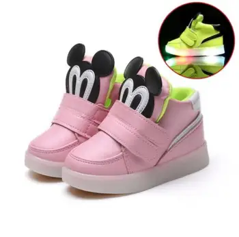 

Toddler Kids Sneakers Children Baby Cartoon Shoes LED Light Up Luminous Sneakers Boys Girls Led Sneakers 3 Colors