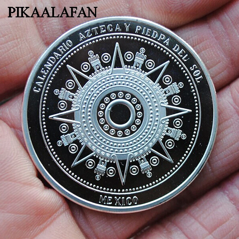 Pièce commémorative PIKAALAFAN calendrier maya mexicain pièces de monnaie aztèques collectant des pièces