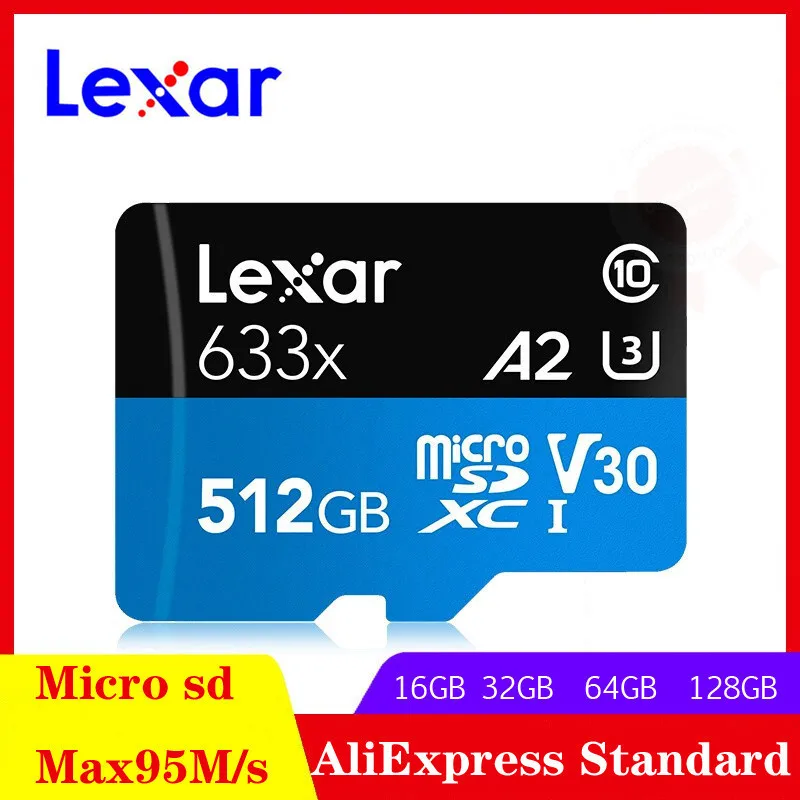 Лучший Lexar micro sd карты V30 карты памяти 32 ГБ, 64 ГБ и 512 ГБ class10 633x microSD высокой емкости max95m s tf карты для 4 K HD видео swith