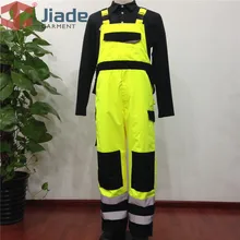 Jiade взрослых высокая видимость зимний нагрудник брюки мужские рабочие Светоотражающие зимние нагрудник брюки EN471/ANSI зимний нагрудник брюки