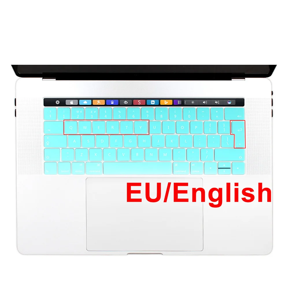 Силиконовые ЕС/Великобритания английская модель крышка клавиатуры наклейки протектор для 2018/2017/2016 Новый MacBook Pro 13 "15" с Touch Bar/ID