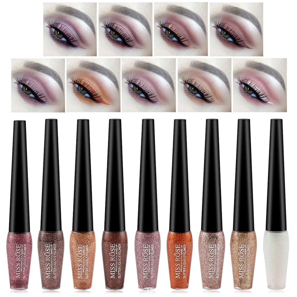 MISS ROSE Liquid Eyeliner Eyeshadow Shiny Waterproof Long Lasting Sparkling Eye Makeup Diamond Shining Eyeliner Cosmetic TSLM1 MISS ROSE Liquid Eyeliner Eyeshadow Shiny Waterproof Long Lasting Sparkling Eye Makeup Diamond Shining Eyeliner Cosmetic TSLM1
