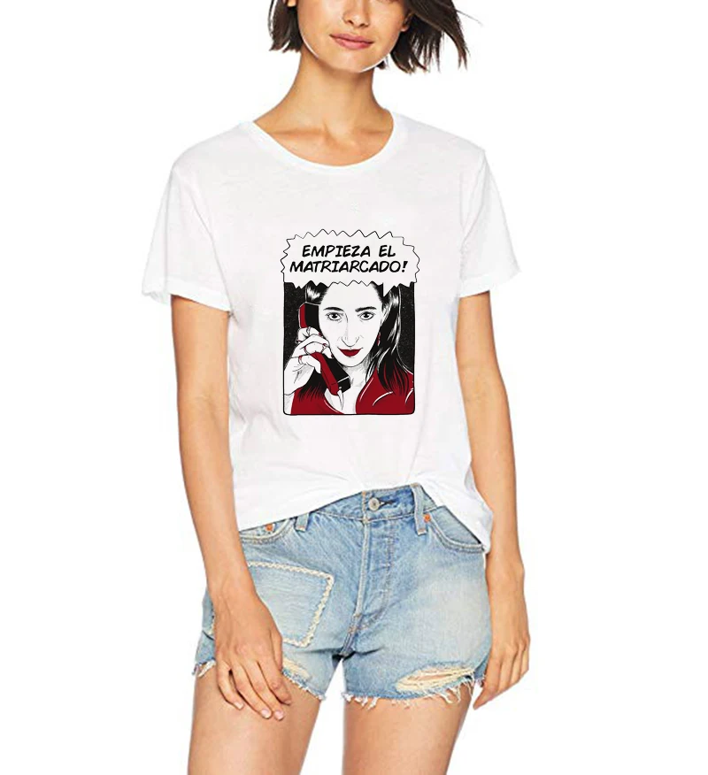 

NEW Nairobi Woman T Shirt Money Heist White T-shirts Girl 100% Cotton Summer Shirt Lady Aesthetic the matriarchy begins Tees