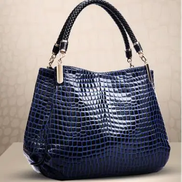 Дизайнерские сумки из кожи аллигатора, женские кожаные сумки, испанский бренд, роскошные женские ручные сумки, модная сумка на плечо, черная сумка, L8-38 - Цвет: Синий