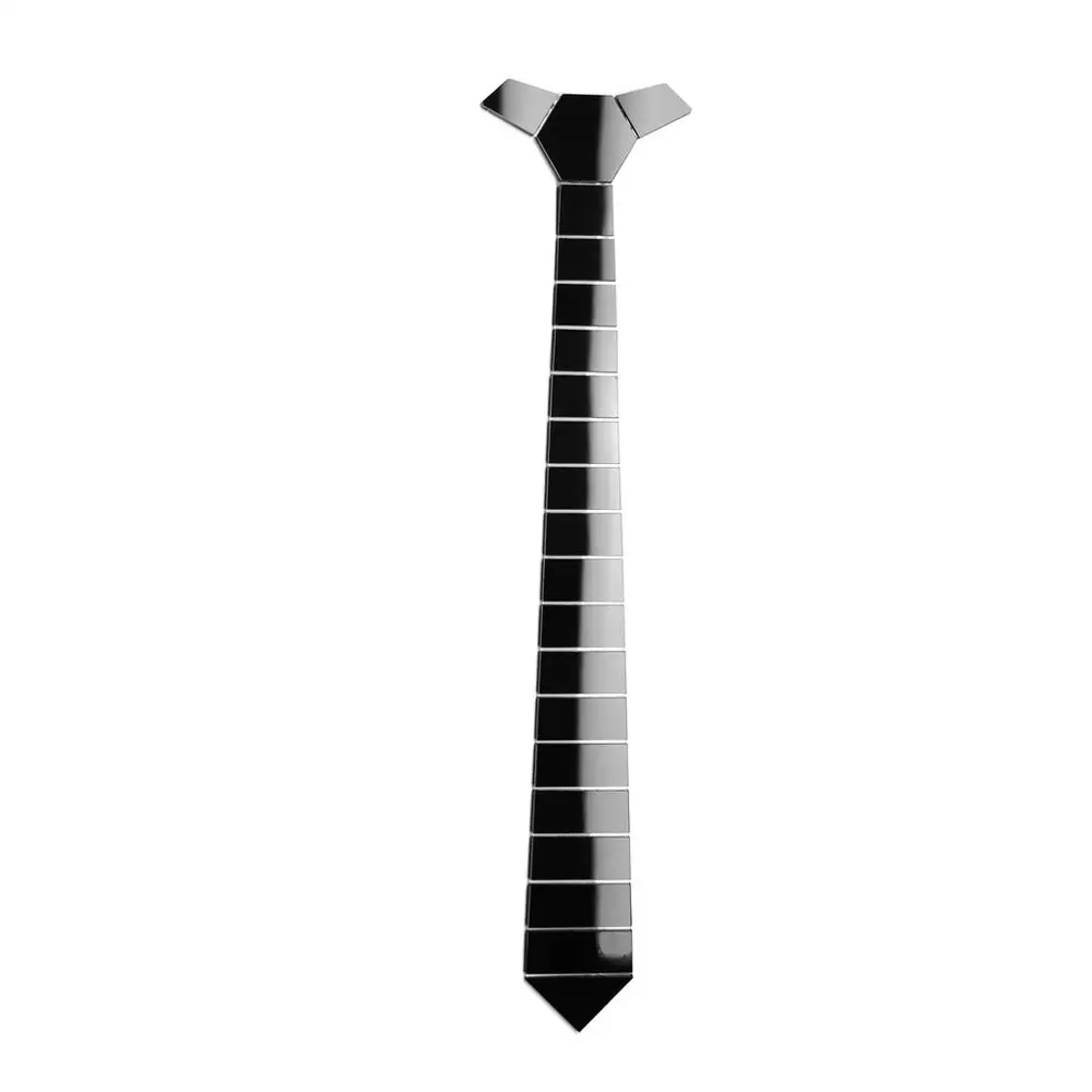 Ручной работы плексиглас глянцевый черный мужской стильный галстук полосатый акриловый шеи галстуки черные тонкие галстуки для мальчишник рубашка BTS - Цвет: Glossy Black