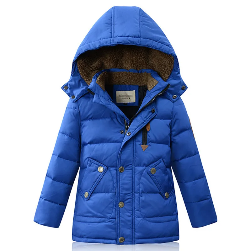 Коллекция года, новое зимнее пуховое пальто для мальчиков теплая парка с кашемировым воротником средней длины Детское пальто с защитой от холода, 4 цвета, 120-170 см