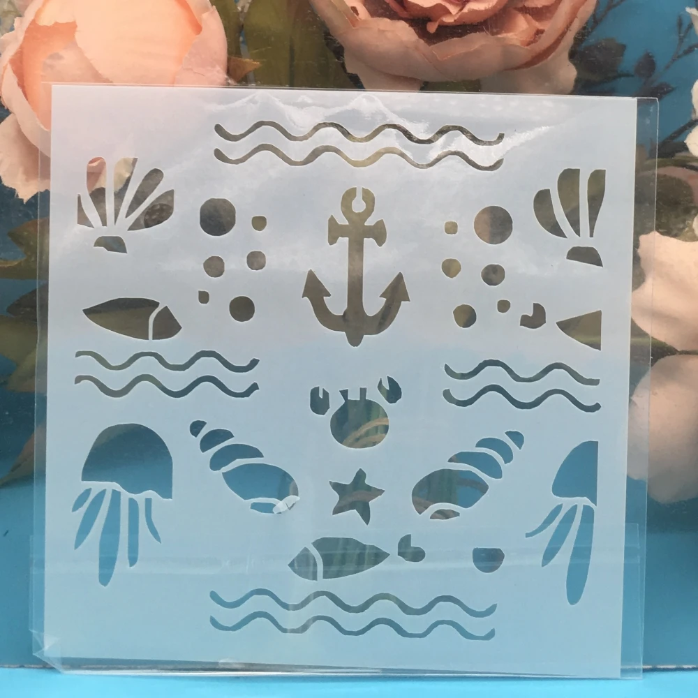 

5.9" Anchor Sea Shell DIY Craft Layering Stencils Wall Painting Scrapbooking Stamping Embossing Album Paper Card Template F5502